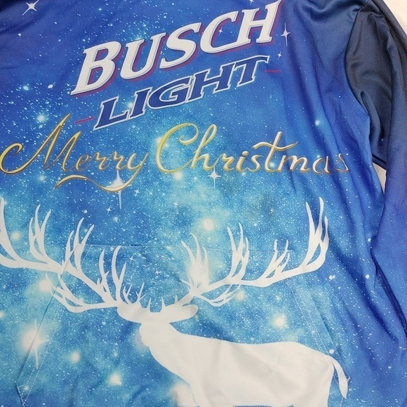 Busch Light men's oversized Medium Christmas hoodie - Picture 2 of 15